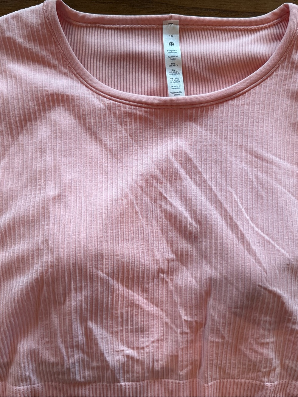 Lululemon Pink Ribbed Scoop Neck Tank Top with tank top bra